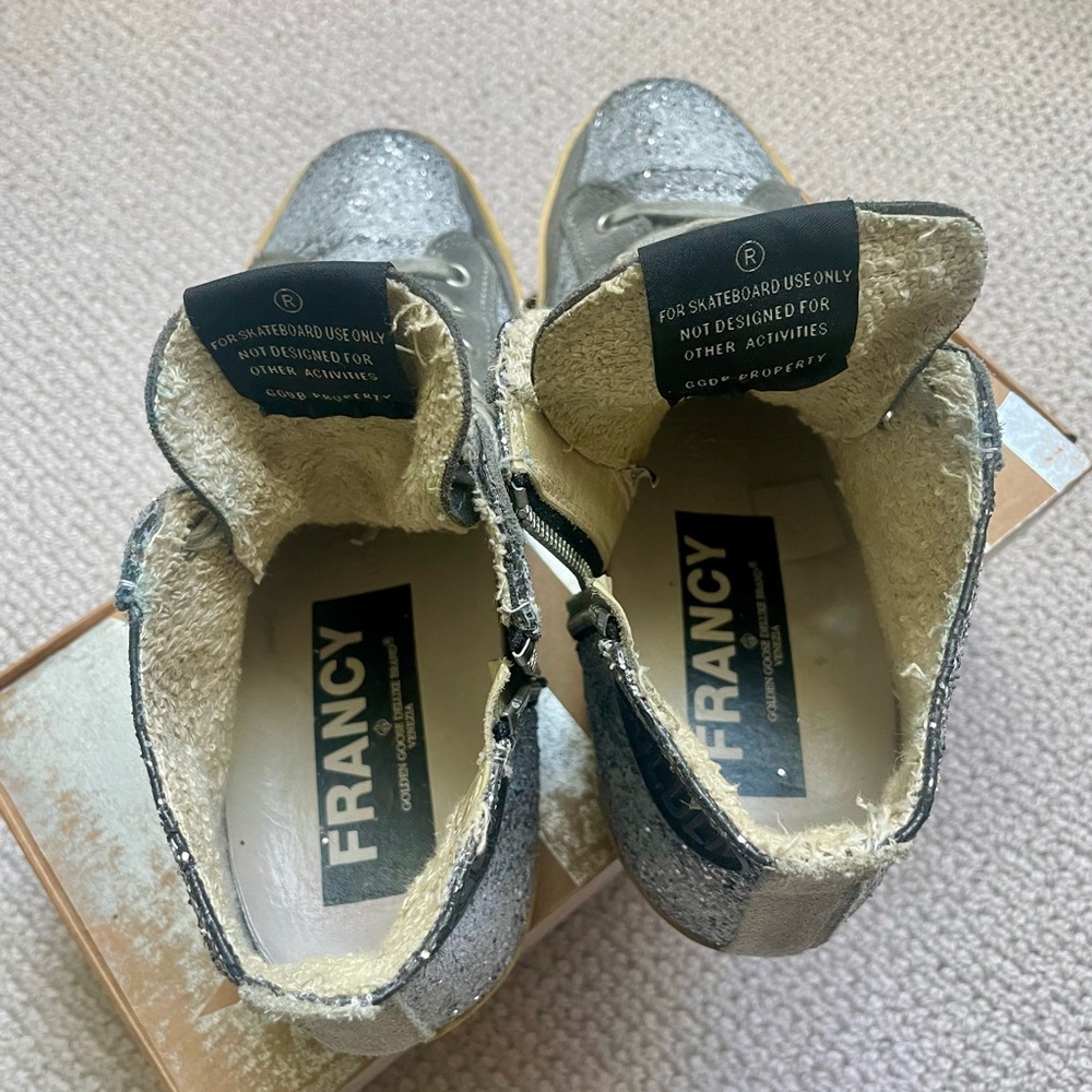 Golden Goose 38 Silver Glitter High-Top Sneakers - Picture 4 of 10